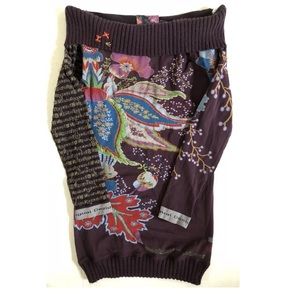 Desigual Dream Asian Off Shoulder Dress Purple